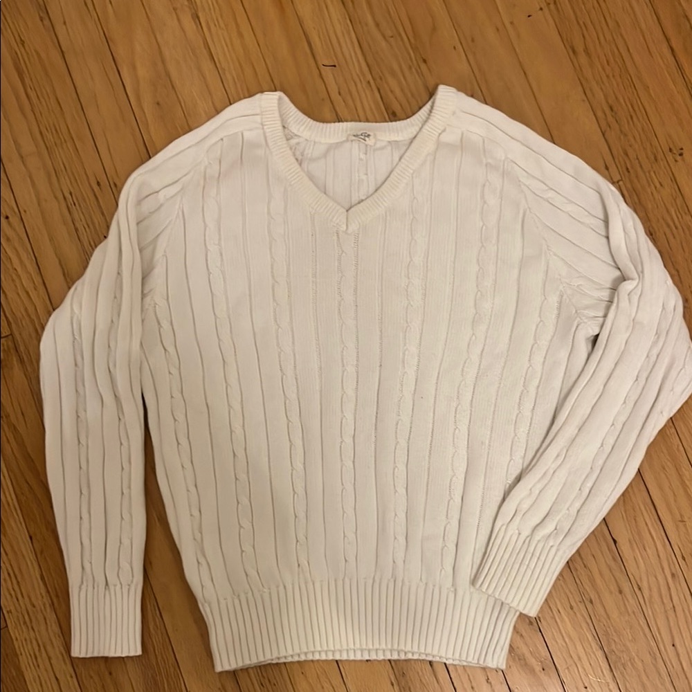 White Cable Knit Sweater- John Galt
